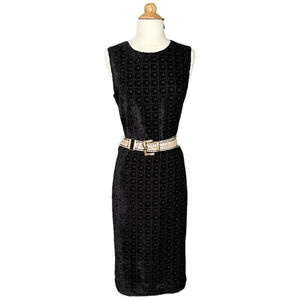 J. McLAUGHLIN Black Velvet Burnout Murphy Dress Pencil Office Siren Size 10‎